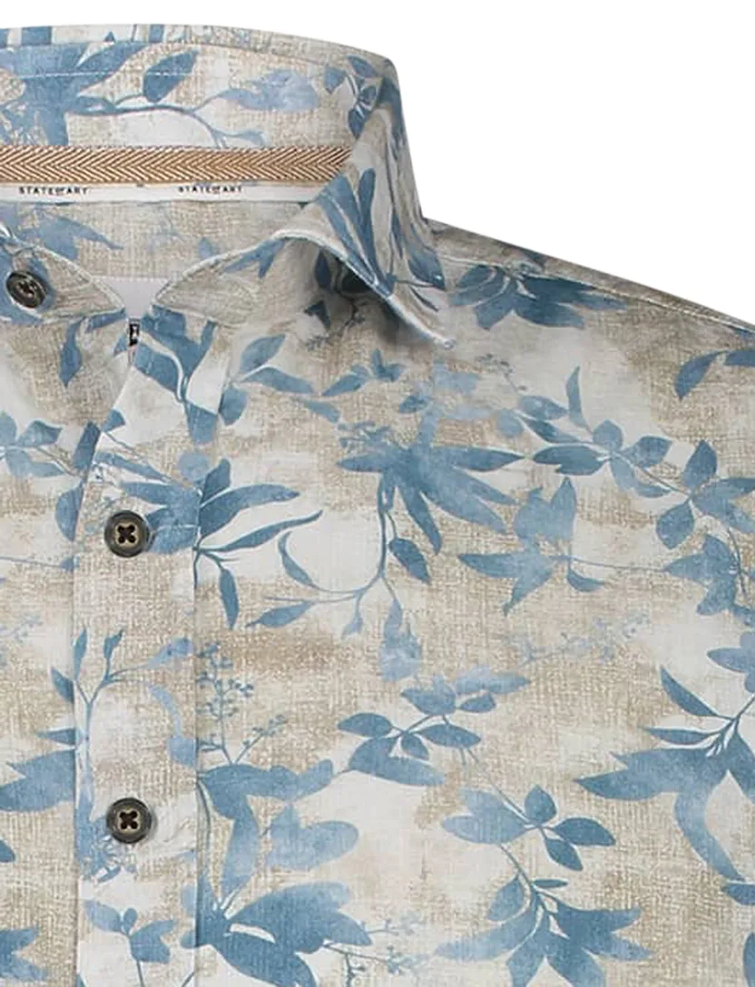 State of Art overhemd blauw beige geprint