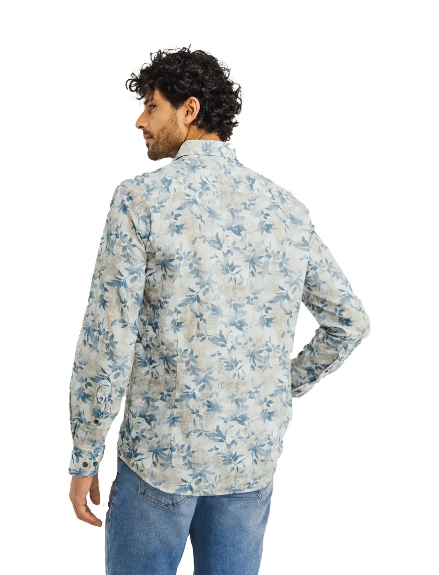 State of Art overhemd blauw geprint