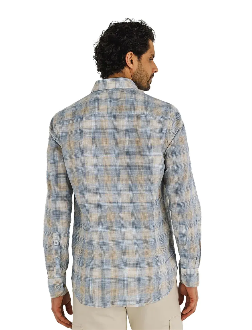 State of Art overhemd geruit blauw oranje