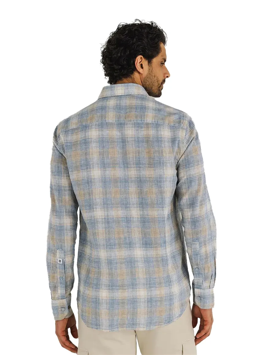 State of Art overhemd geruit blauw wijde fit