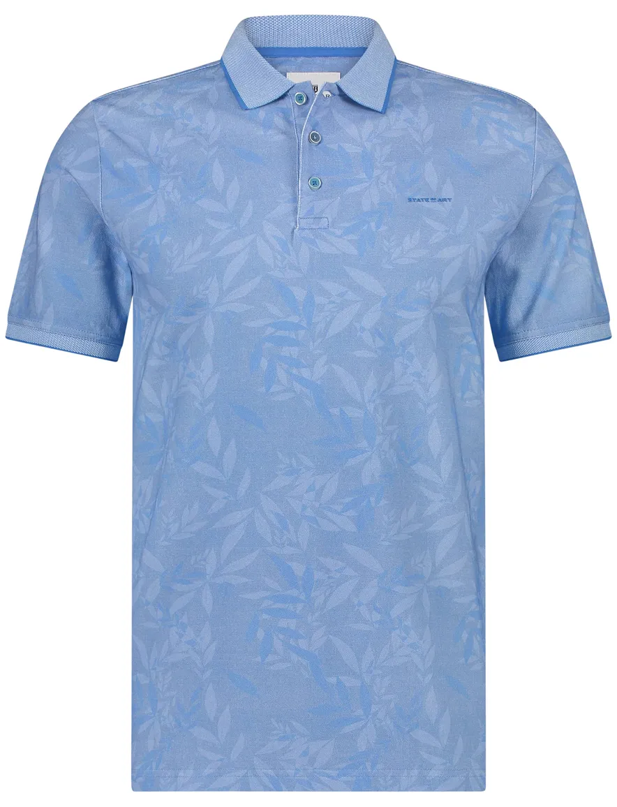 State of Art poloshirt blauw geprint