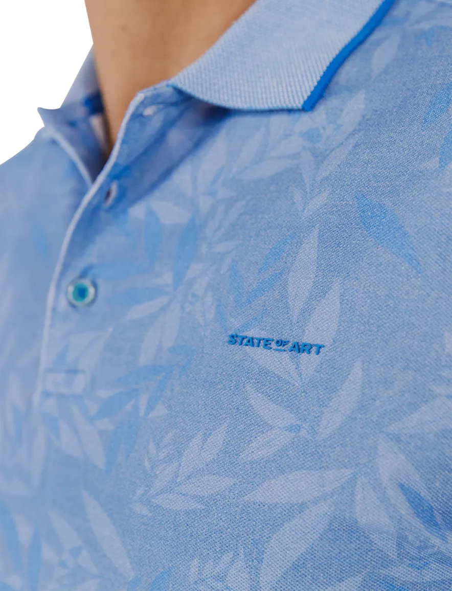State of Art poloshirt blauw geprint