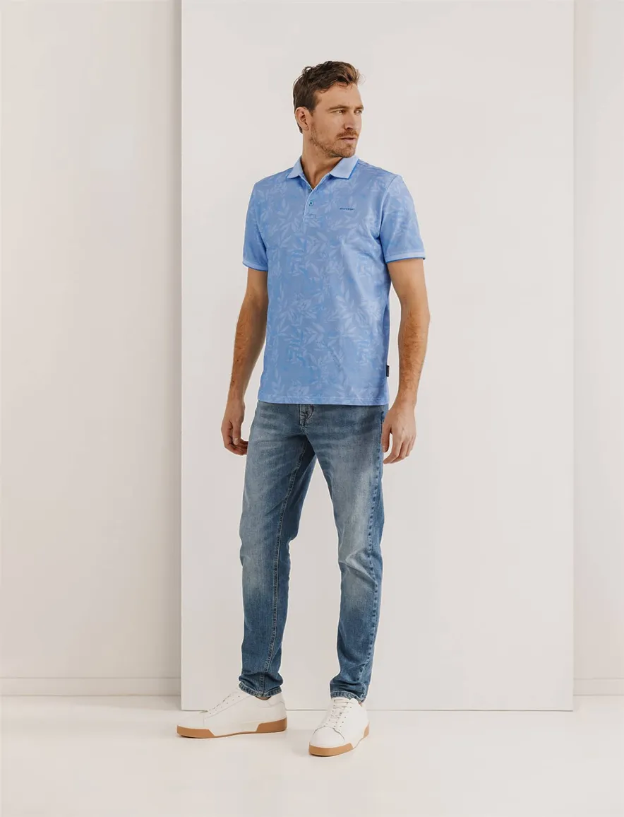 State of Art poloshirt blauw geprint