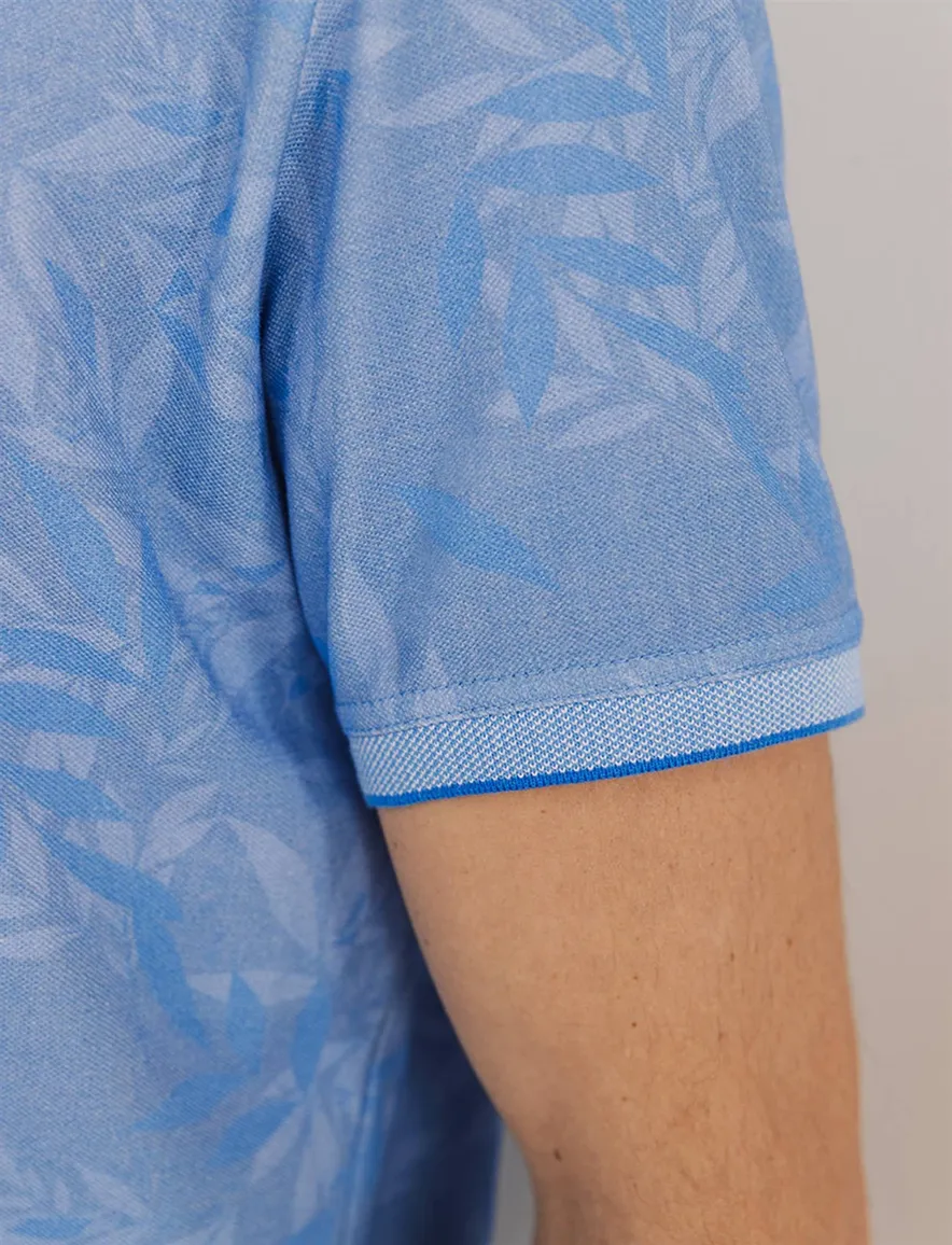 State of Art poloshirt blauw geprint