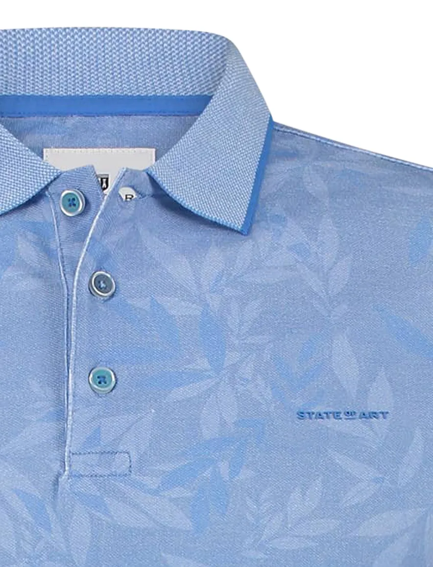 State of Art poloshirt blauw geprint