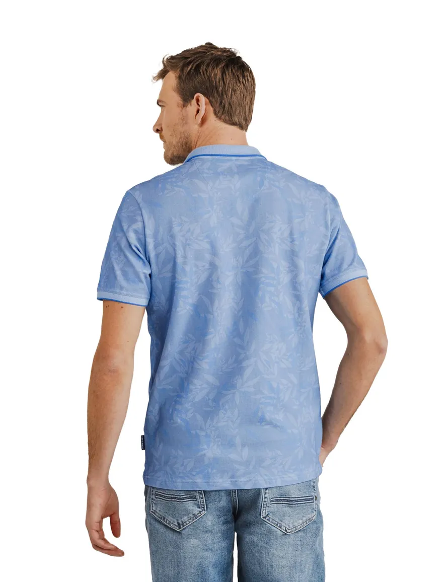 State of Art poloshirt blauw geprint