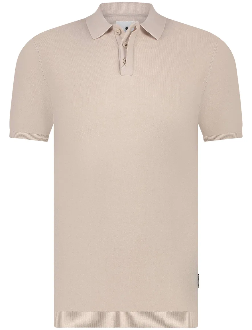 State of Art beige polo wijde fit katoen
