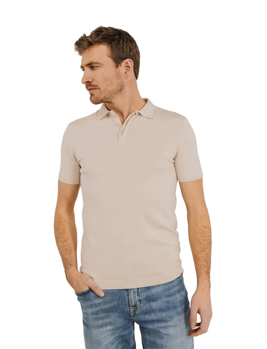State of Art beige polo wijde fit katoen