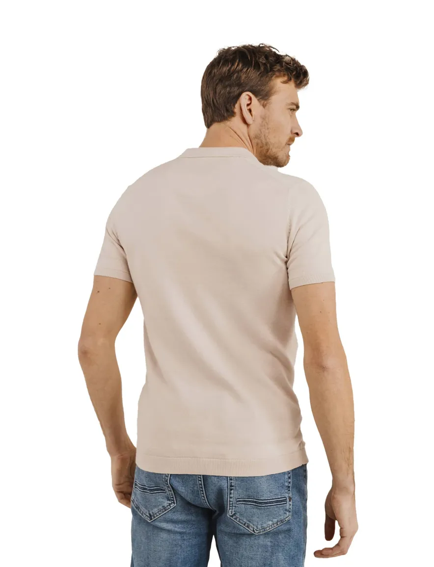 State of Art beige polo wijde fit katoen
