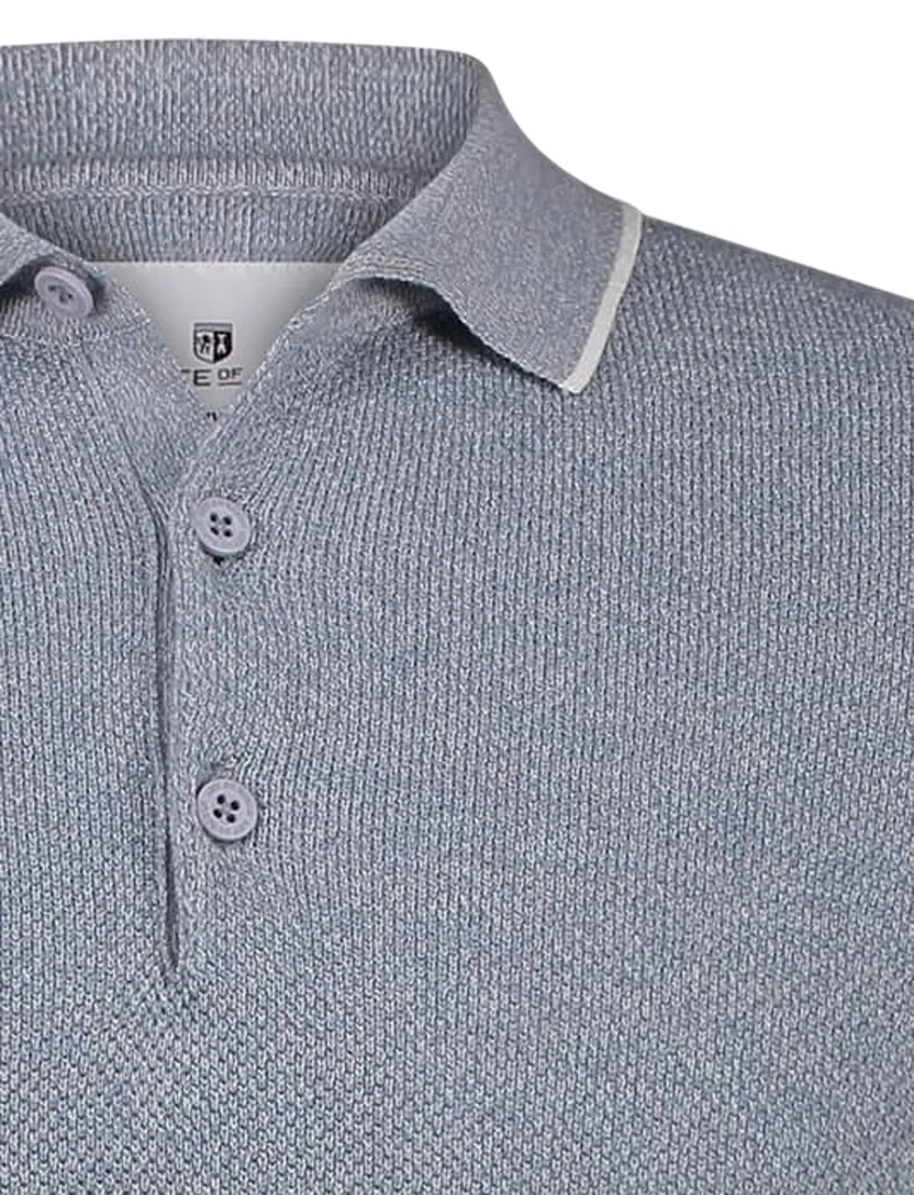 katoenen State of Art polo blauw grijs wijde fit