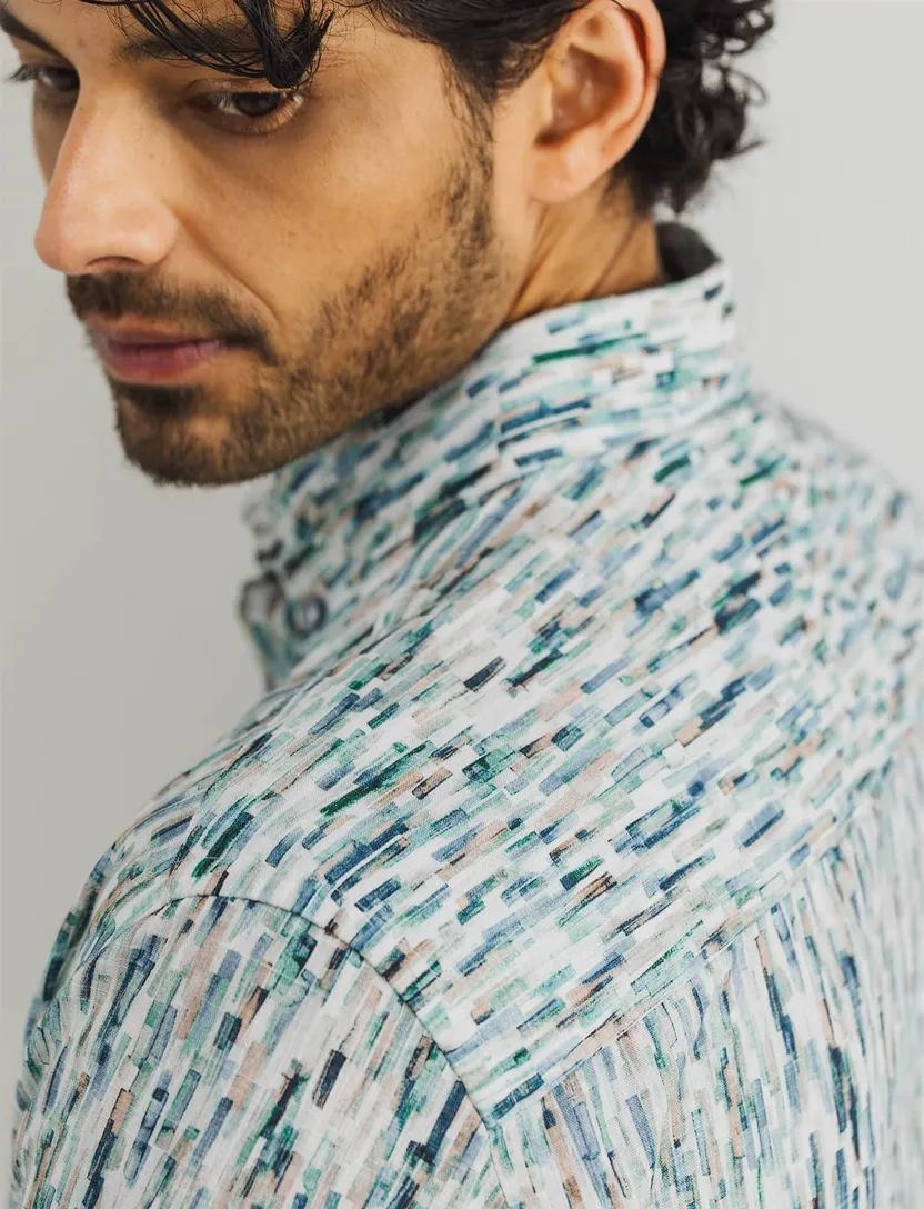 State of Art casual overhemd blauwe print
