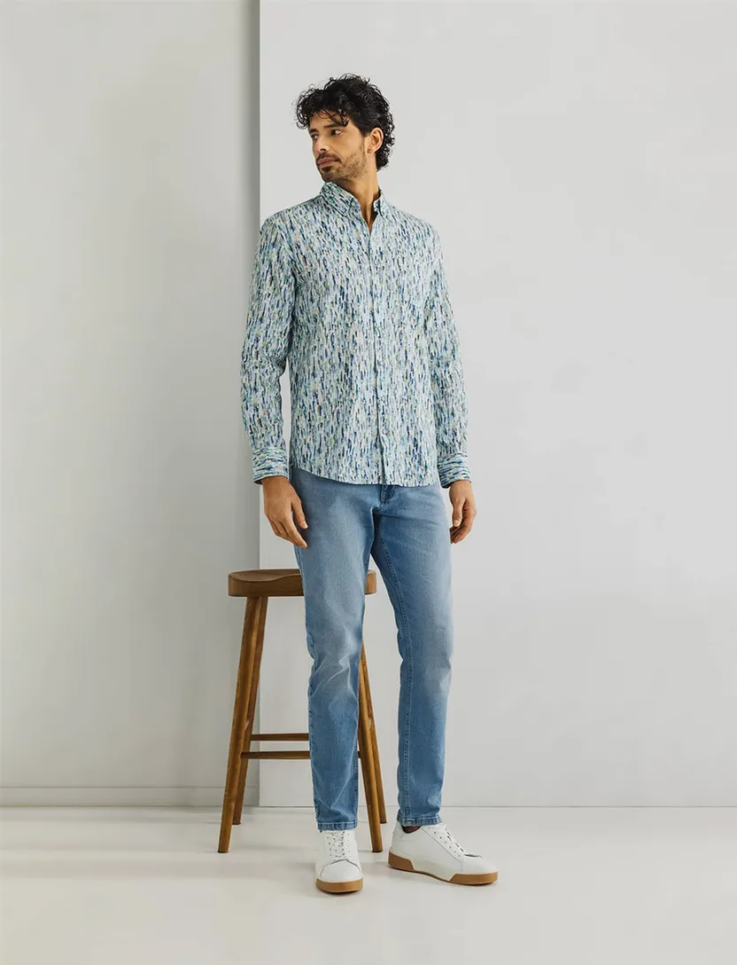 State of Art casual overhemd blauwe print