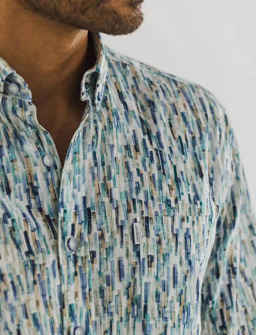State of Art casual overhemd blauwe print
