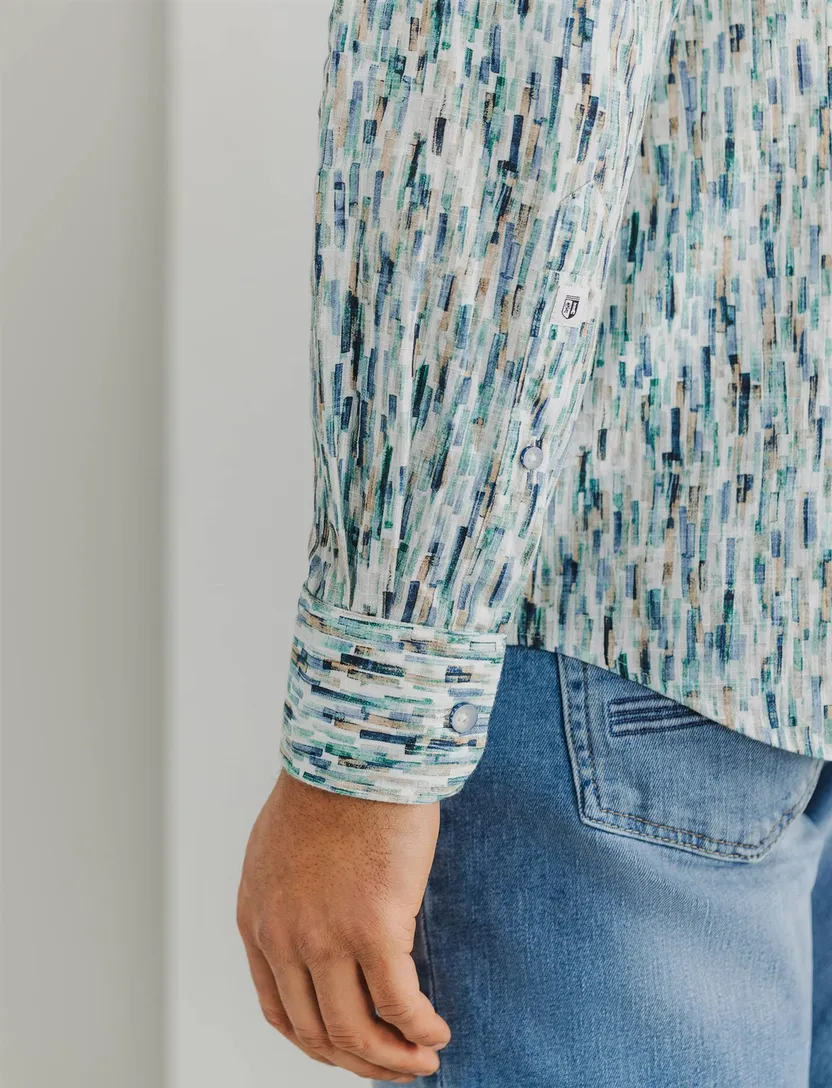 State of Art casual overhemd blauwe print