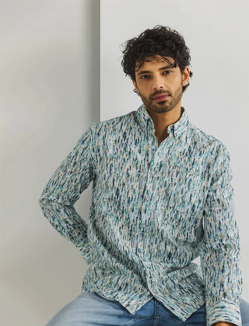 State of Art casual overhemd blauwe print