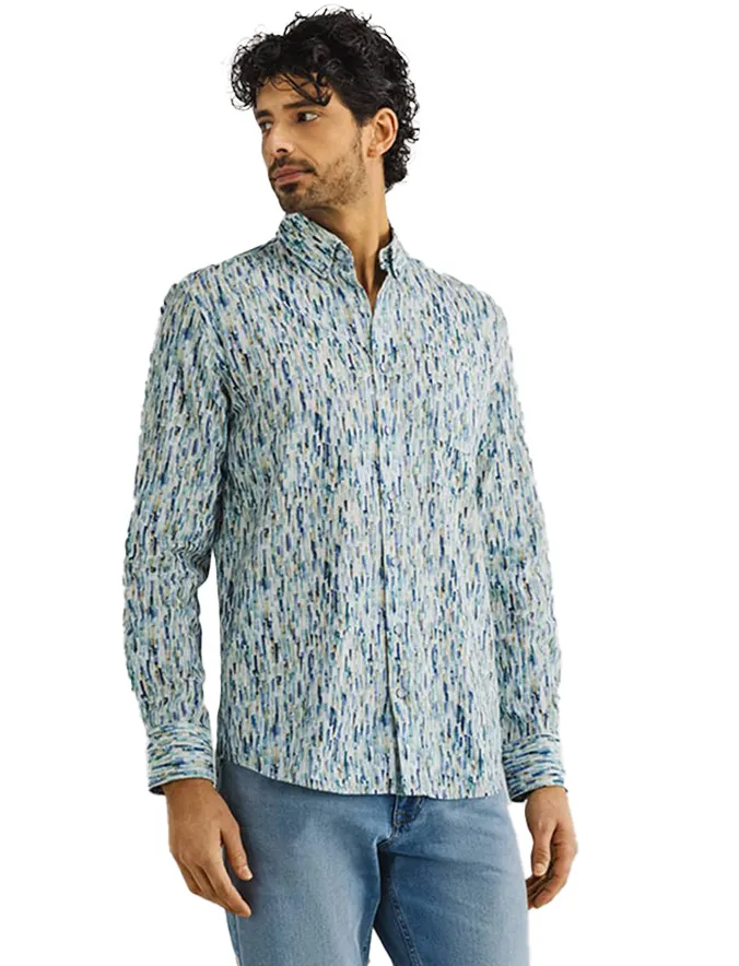 State of Art casual overhemd blauw geprint
