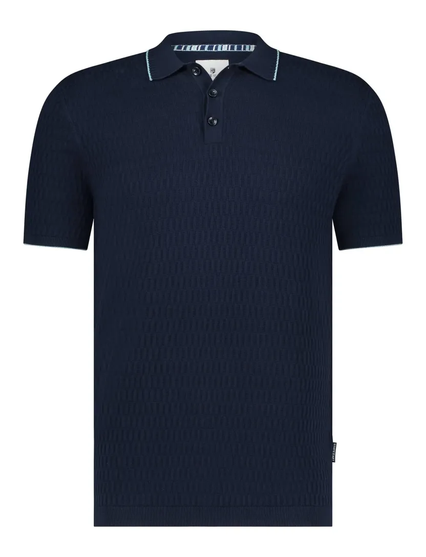 State of Art katoenen poloshirt donkerblauw