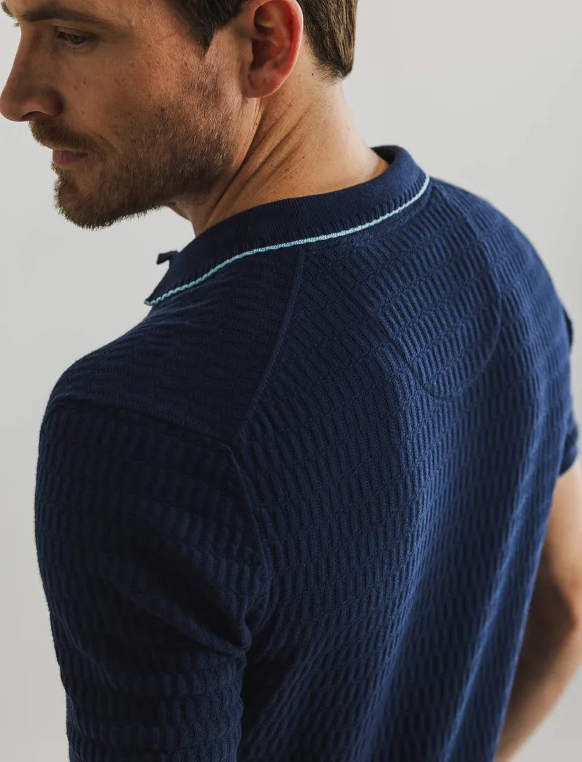 State of Art katoenen poloshirt donkerblauw