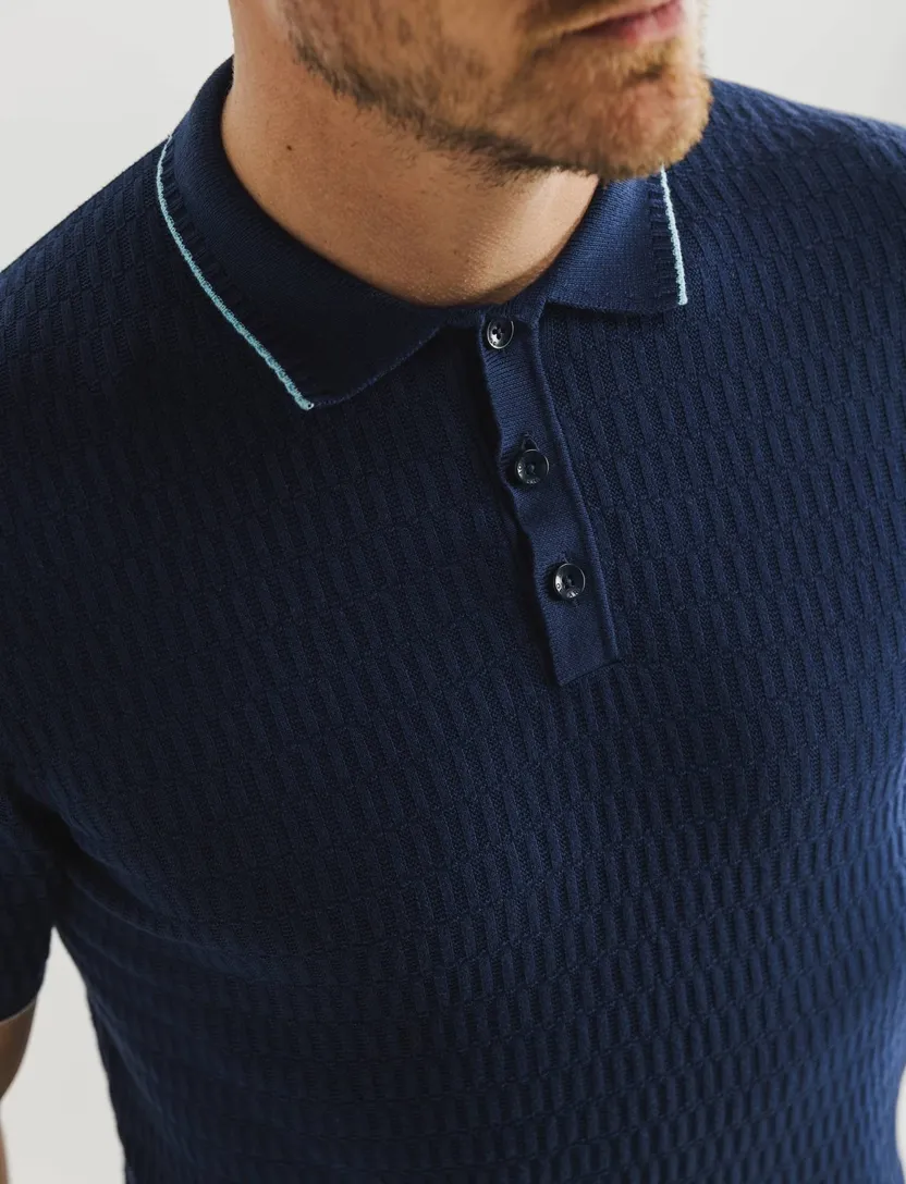 State of Art katoenen poloshirt donkerblauw