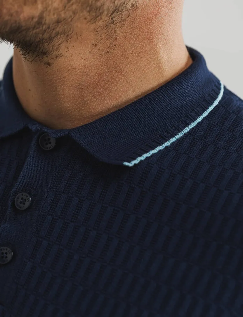 State of Art katoenen poloshirt donkerblauw