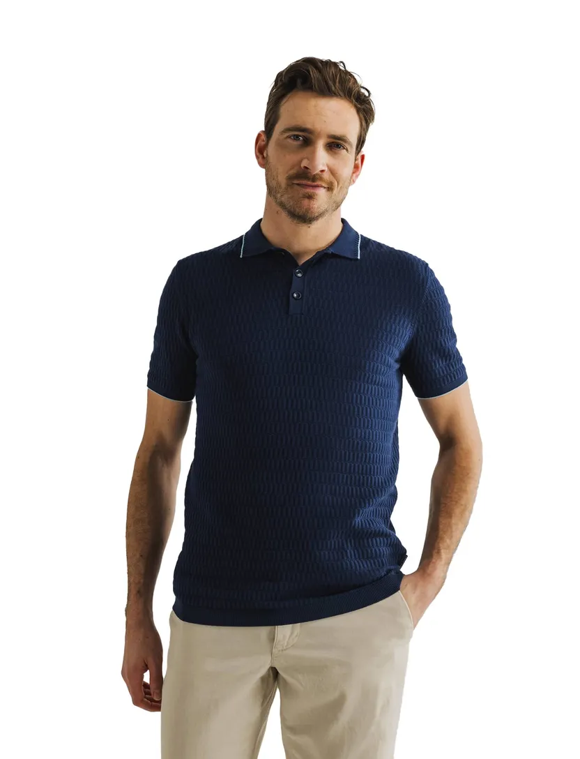State of Art katoenen poloshirt donkerblauw