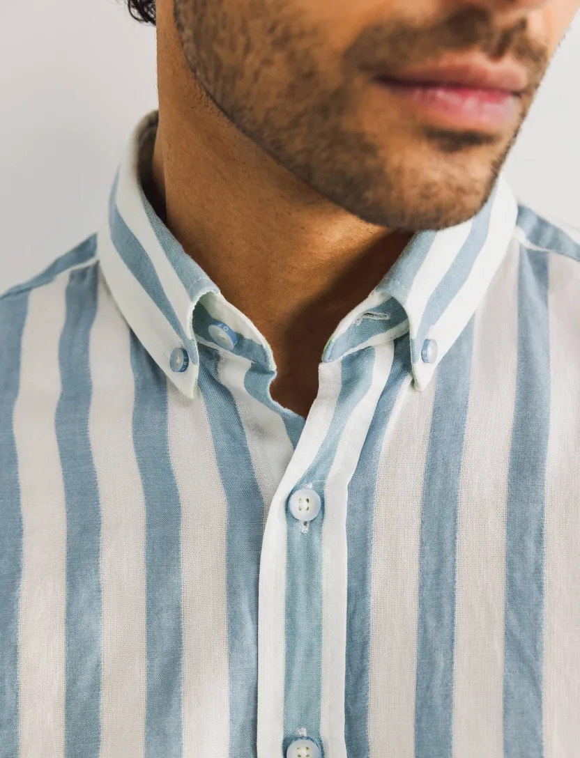 casual overhemd State of Art Regular Fit blauw gestreept