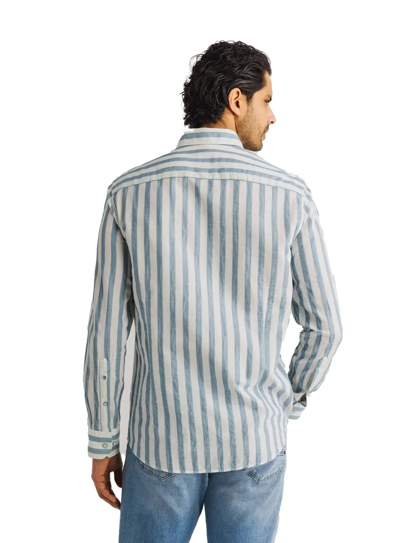 casual overhemd State of Art Regular Fit blauw gestreept