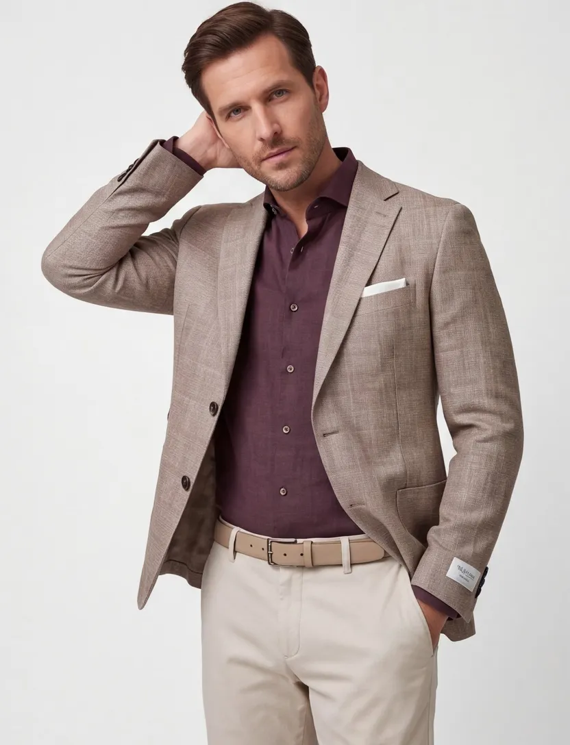 Carl Gross colbert beige geruit normale fit