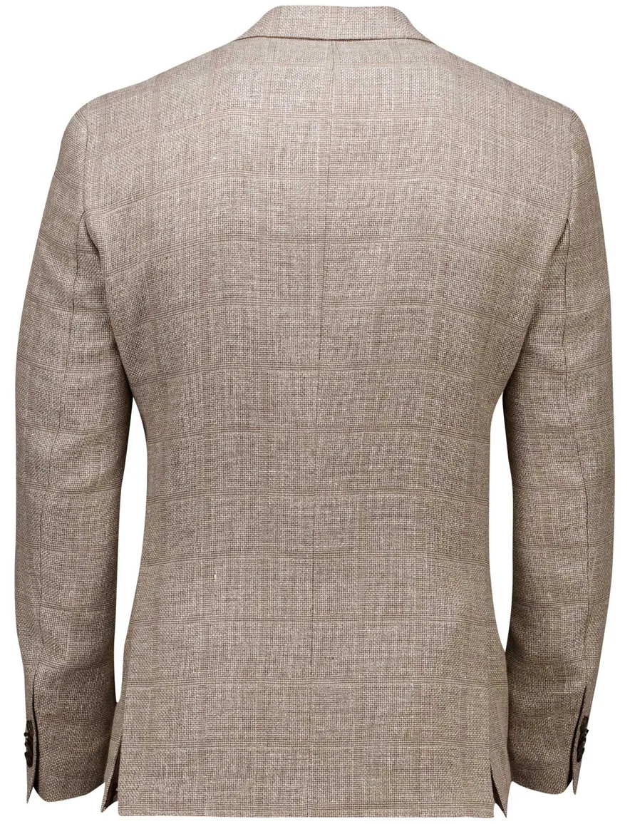 Carl Gross colbert beige geruit normale fit scheerwol