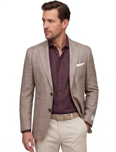 Carl Gross Carl Gross colbert beige geruit normale fit