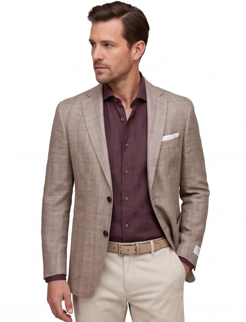 Carl Gross colbert beige geruit normale fit
