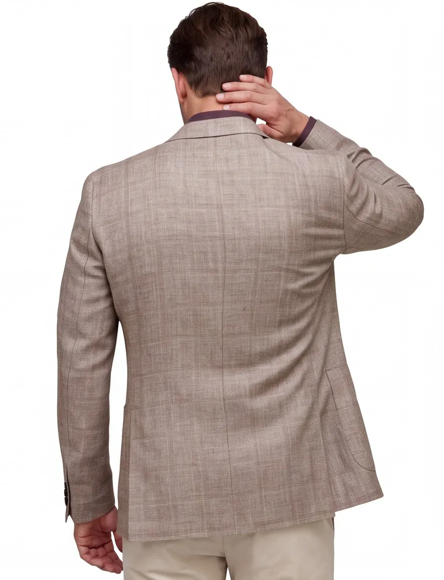 Carl Gross colbert beige geruit normale fit scheerwol