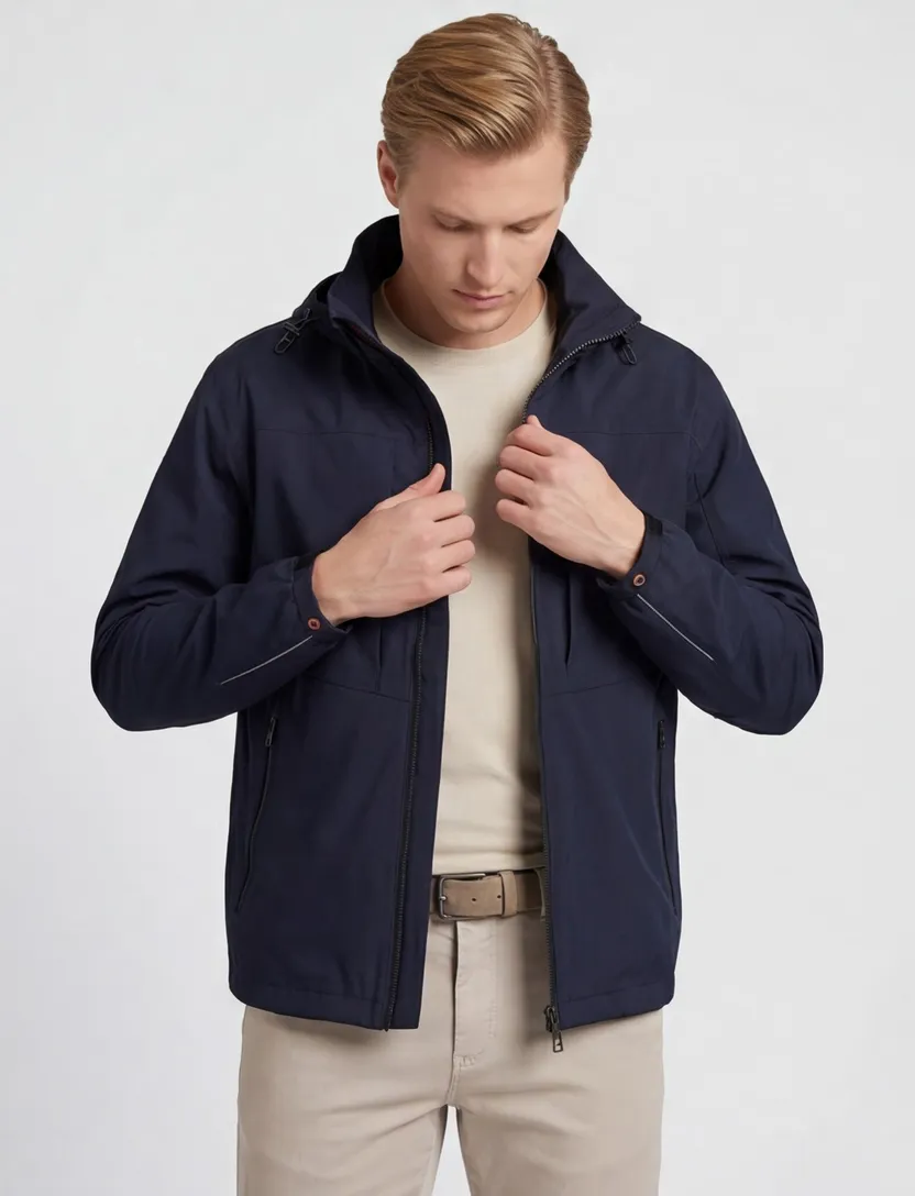 Reset zomerjas donkerblauw afneembare capuchon