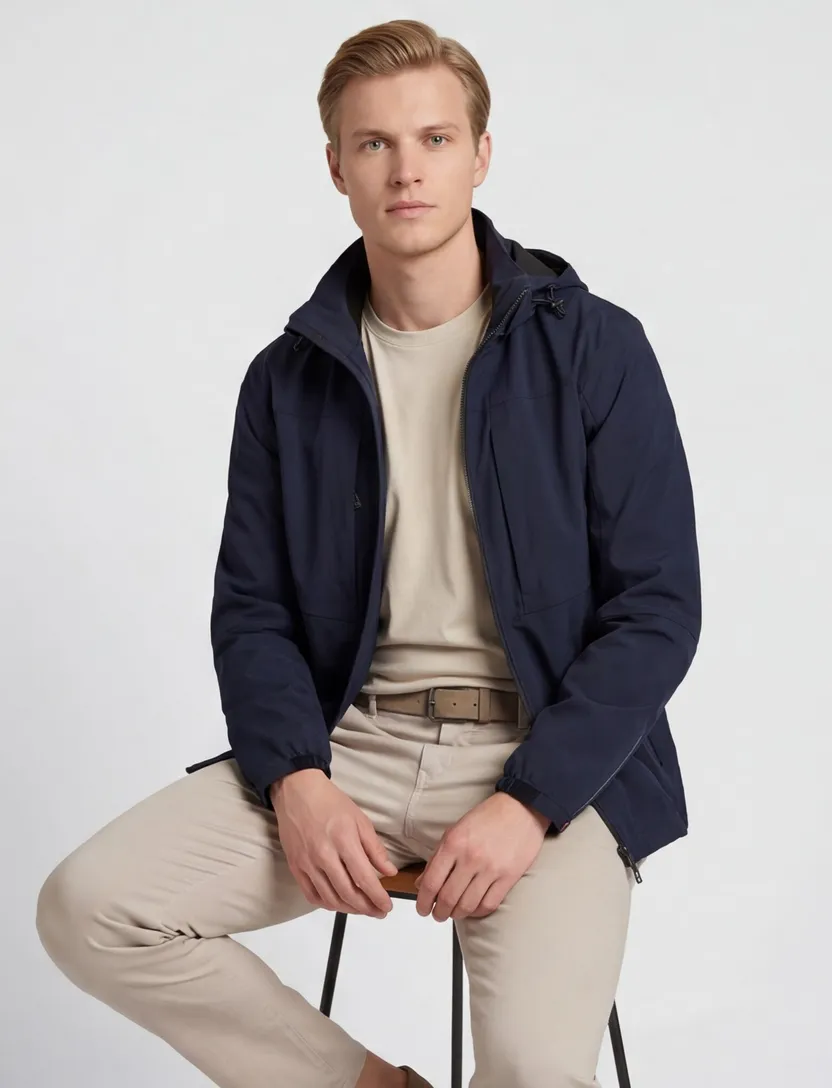 Reset zomerjas donkerblauw afneembare capuchon