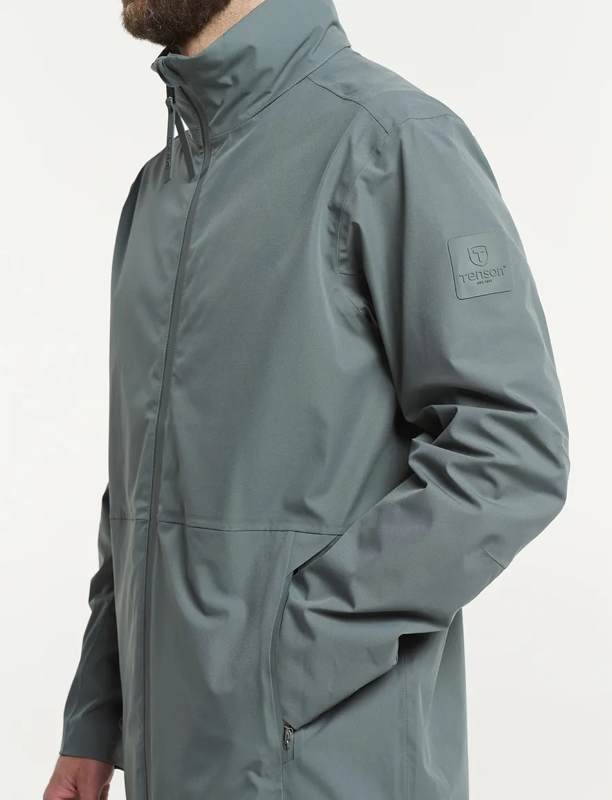 Tenson tussenjas lang Cloudburst groen uitneembare capuchon