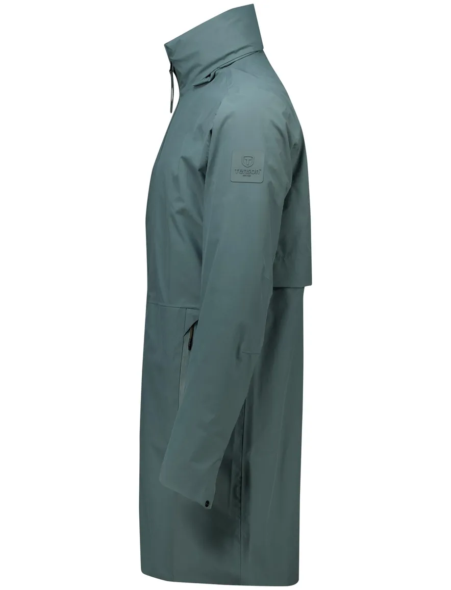 Tenson tussenjas lang Cloudburst groen uitneembare capuchon
