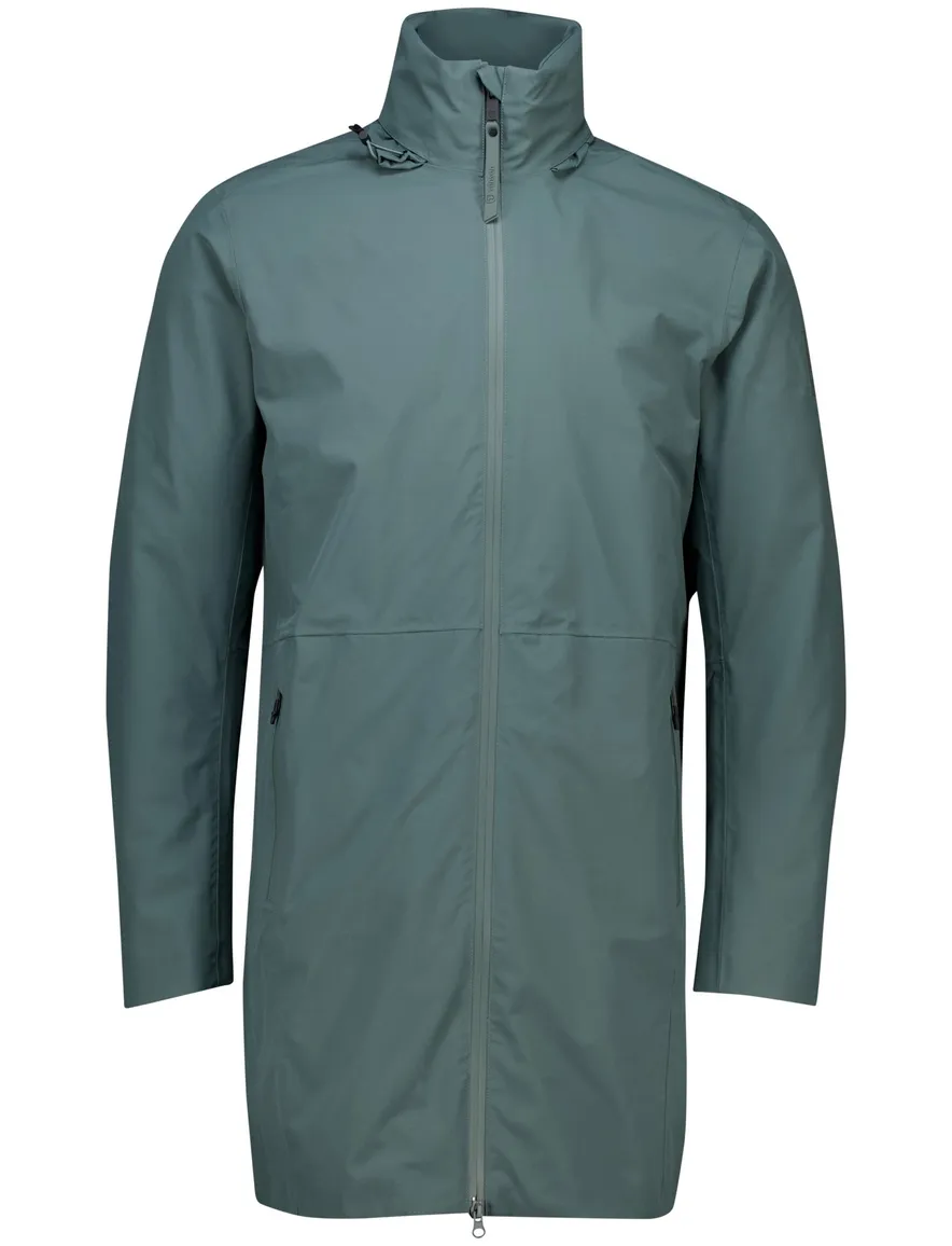 Tenson tussenjas lang Cloudburst groen uitneembare capuchon
