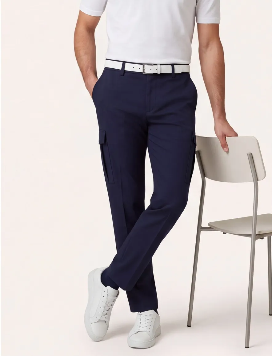 Born with appetite pantalon donkerblauw effen