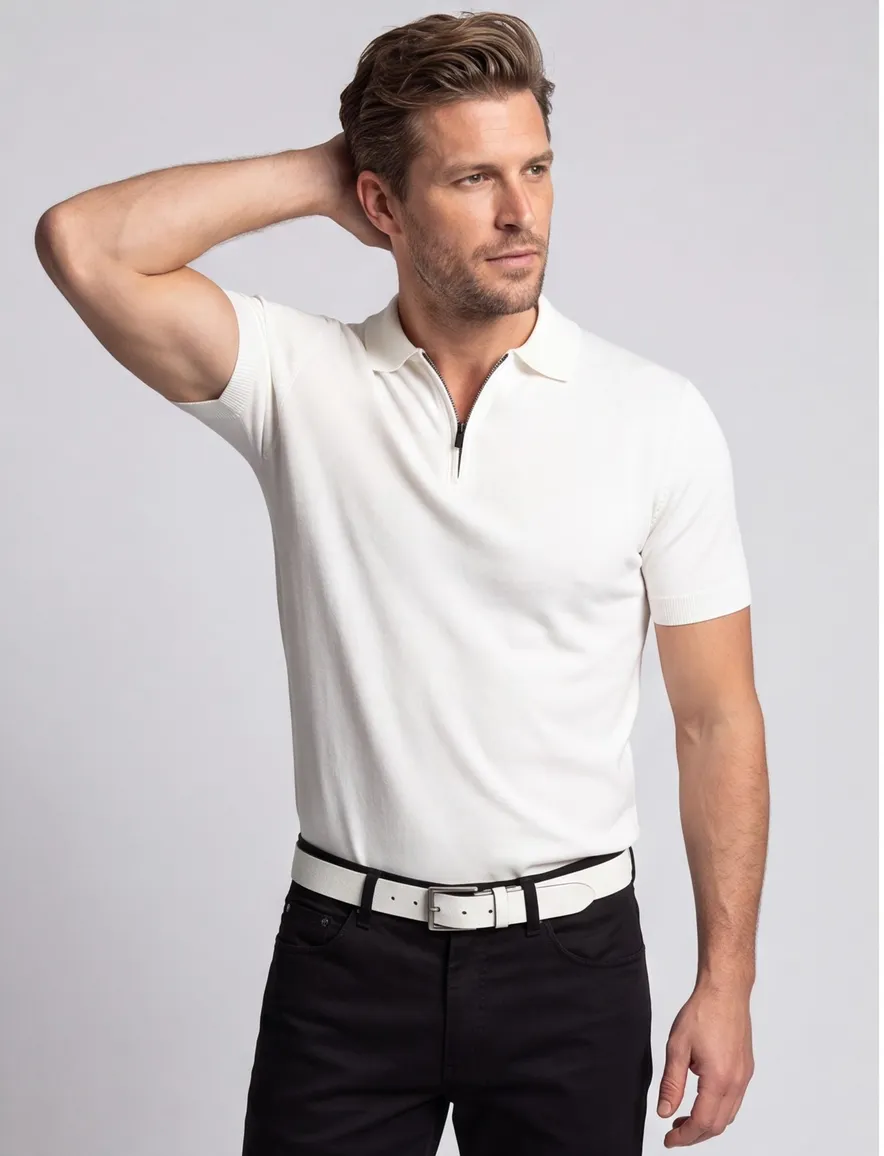 Born with appetite wit half zip polo effen