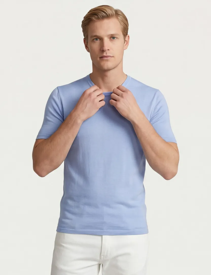 Born with appetite lenny knitted shirt lichtblauw