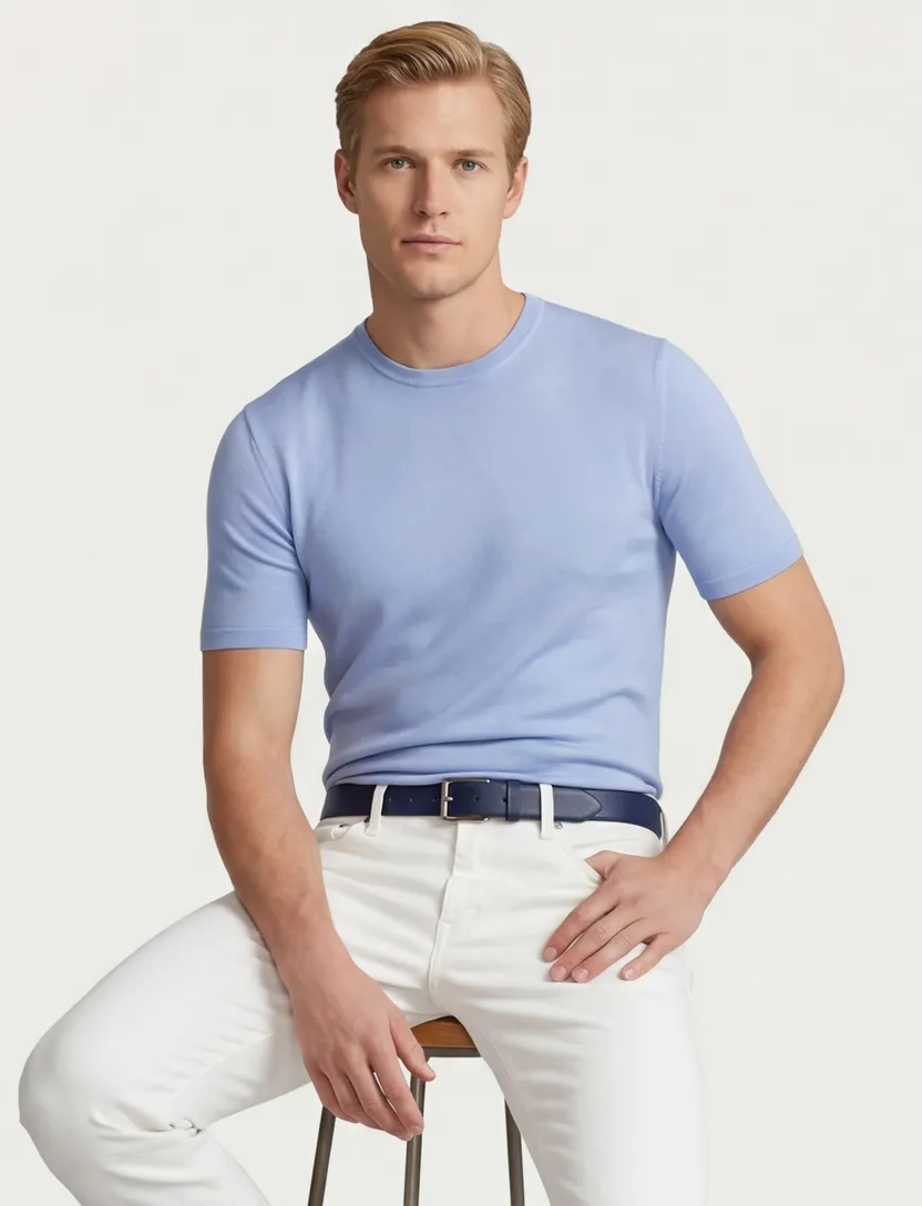 Born with appetite lenny knitted shirt lichtblauw