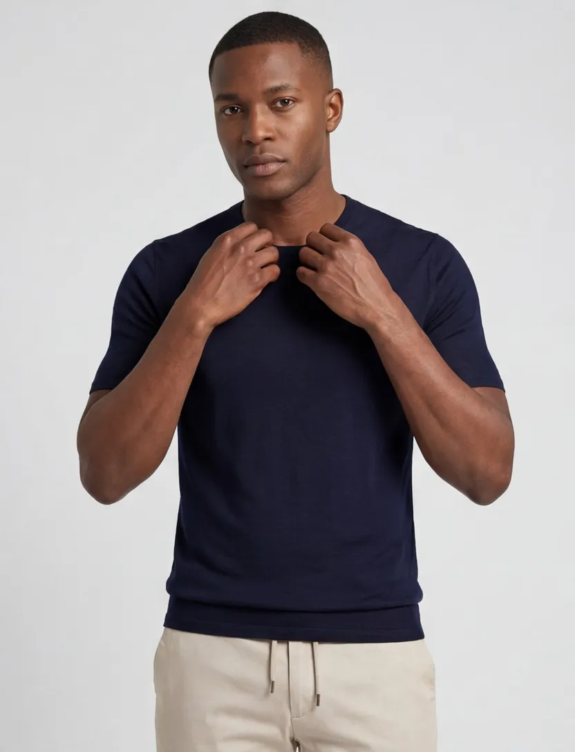 Born with appetite lenny knitted shirt donkerblauw