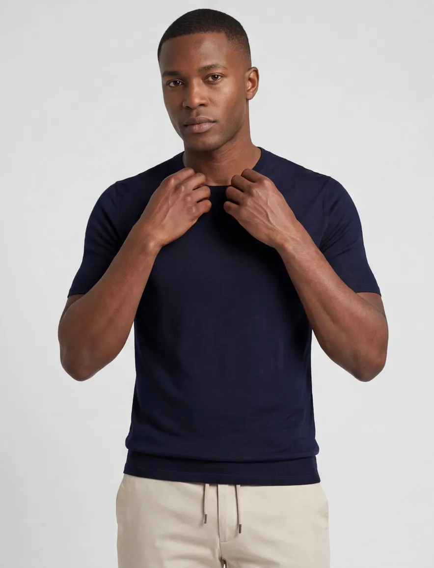Born with appetite lenny knitted shirt donkerblauw