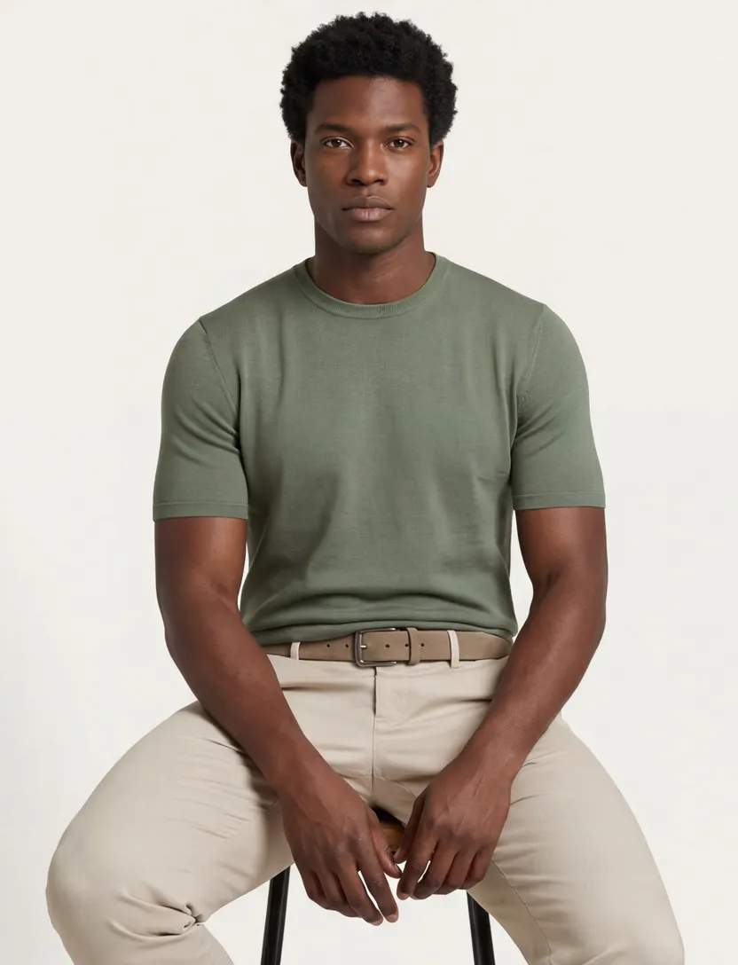Born with appetite knitted t-shirt groen effen