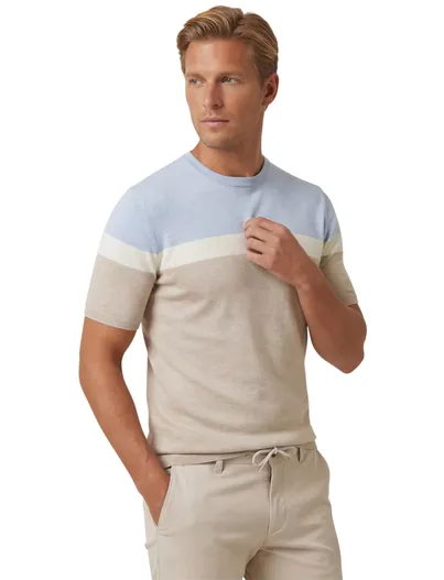 Born With Appetite Born with Appetite River knitted T-shirt blauw beige normale fit