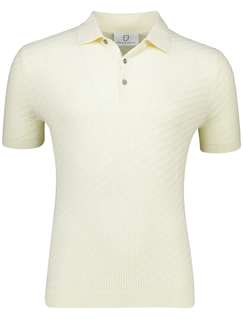 Born with appetite simon knitted polo creme katoen