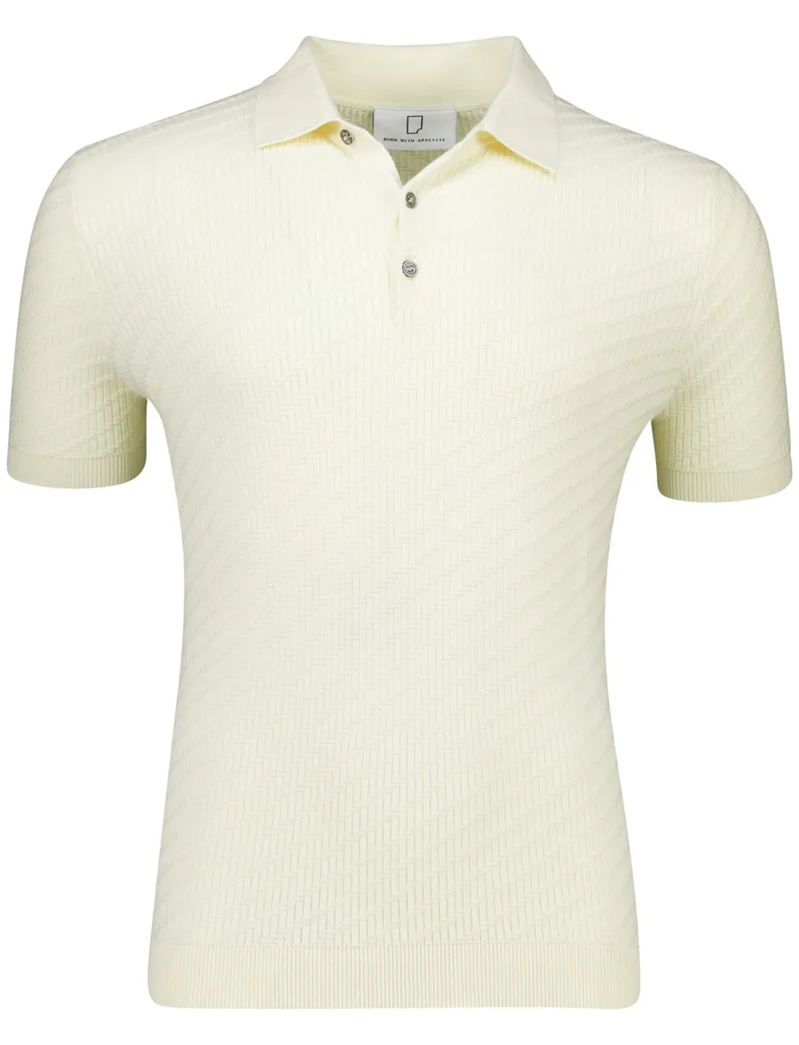 Born with appetite simon knitted polo creme katoen
