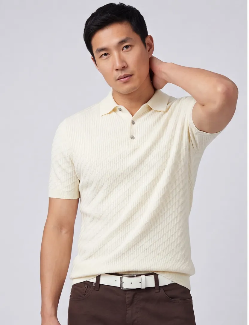 Born with appetite simon knitted polo creme katoen