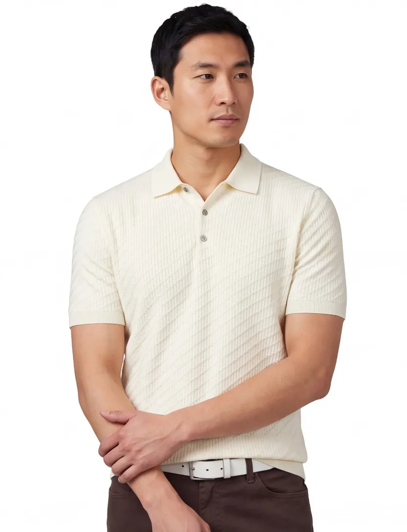 Born with appetite simon knitted polo creme katoen