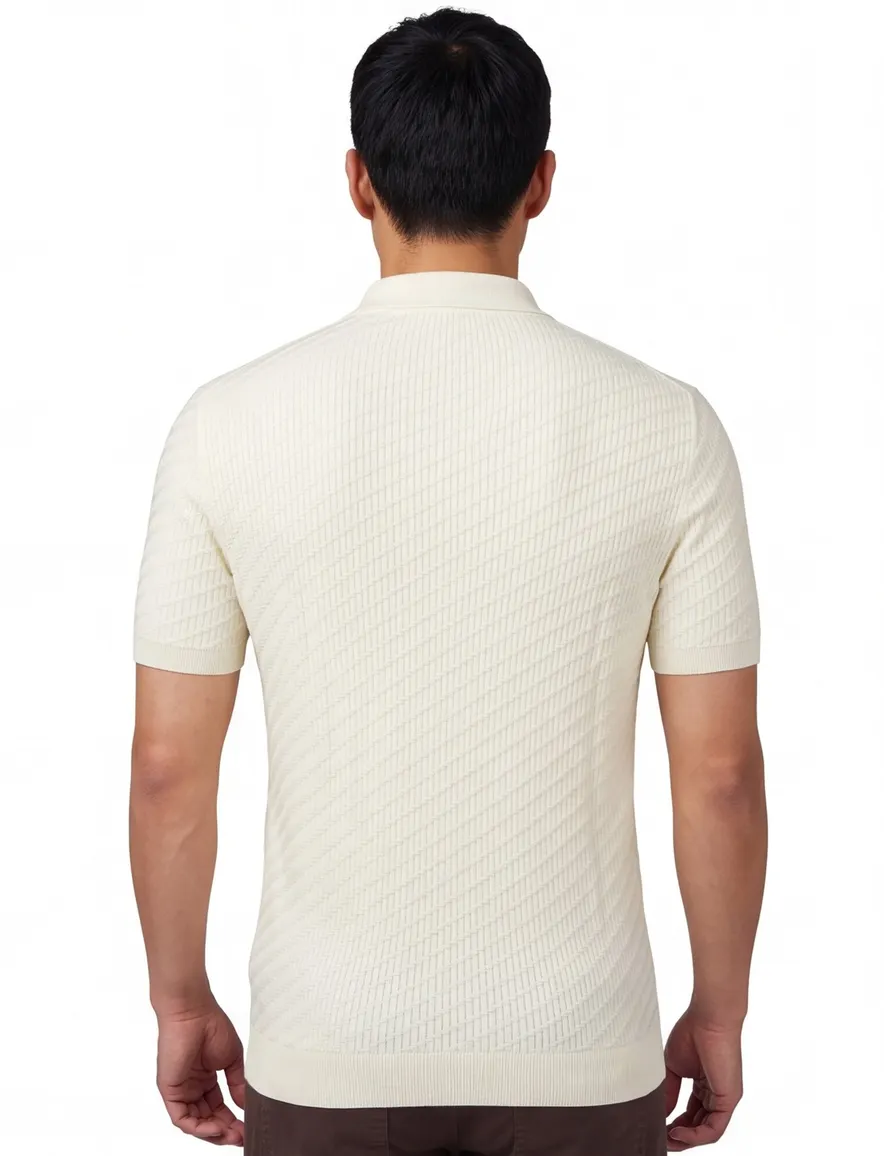 Born with appetite knitted polo creme katoen